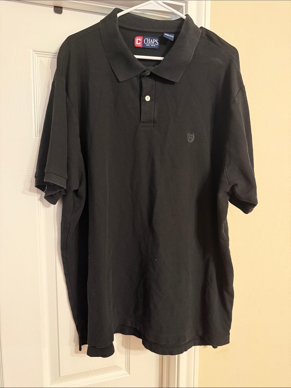 Chaps Black Men's Polo with Embroidered Crest